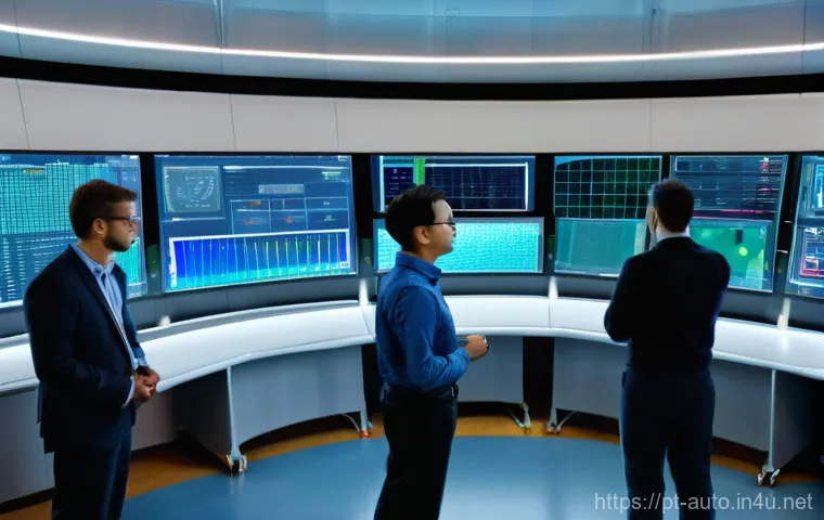 공장자동화와 AI 기술 접목 - **Prompt 1: The Intelligent Factory Control Hub**
"A wide-angle, high-resolution image of a futu...