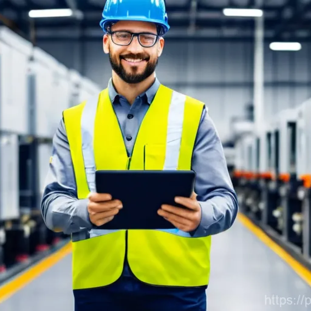 공장자동화 시스템의 고장 예방 - **Predictive Maintenance Technician in Action**
A highly skilled and focused male technician, ap...