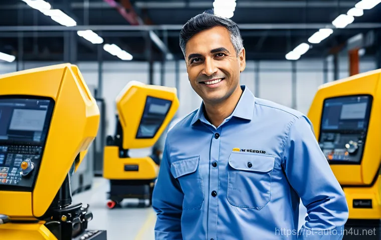 공장자동화 유지보수 직무 인터뷰 - A dynamic, diverse industrial automation professional, gender-neutral, dressed in clean, modern work...