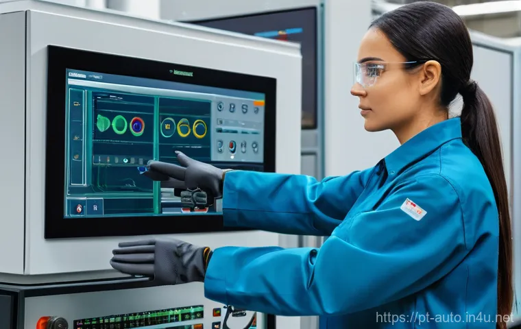 공장자동화 유지보수 직무 인터뷰 - A dynamic, diverse industrial automation professional, gender-neutral, dressed in clean, modern work...
