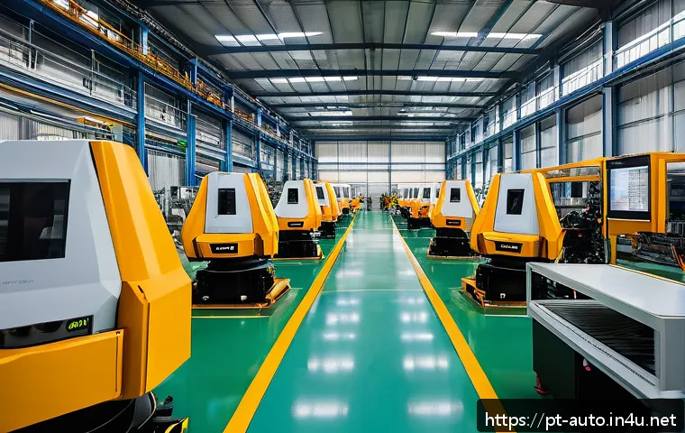스마트 팩토리 사례 분석 - A modern Brazilian factory production line featuring intelligent automation technology, with diverse...