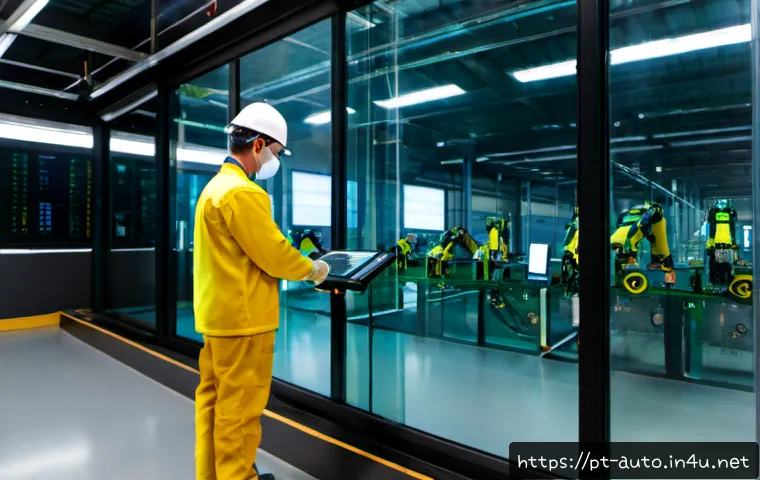 Home 17 공장자동화와 빅데이터 분석 - Photorealistic modern Brazilian manufacturing plant, a Lusophone engineer in clean safety gear monit...